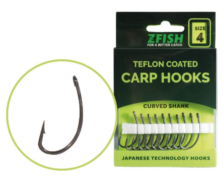 vel.4  Zfish Teflonové Háčky Curved Shank