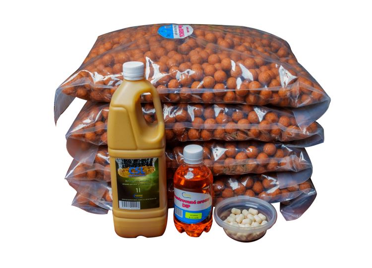 Boilies 20kg, scopex & oliheň, 20mm + CSL 1l + DIP 250ml + pop up pelety 20mm, 60g