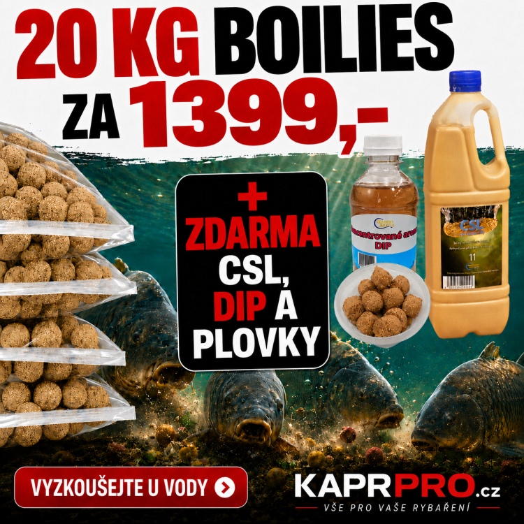 Boilies 20kg, monster krab, 20mm + CSL 1l + DIP 250ml + pop up pelety 60g - 20mm