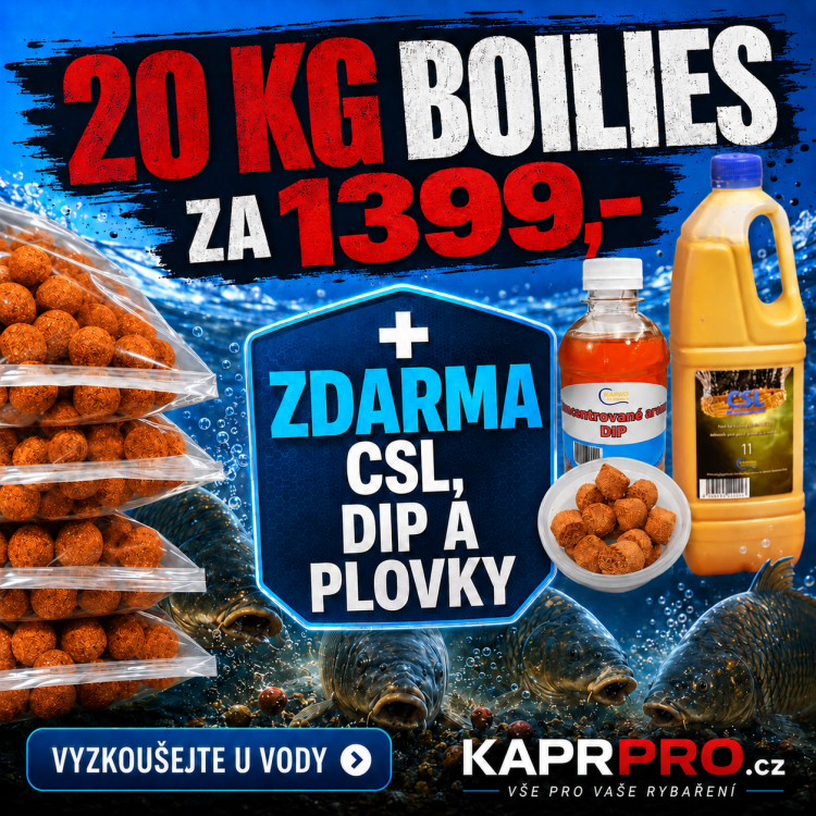 Boilies 20kg, scopex & oliheň, 24mm + CSL 1l + DIP 250ml + pop up pelety 20mm, 60g