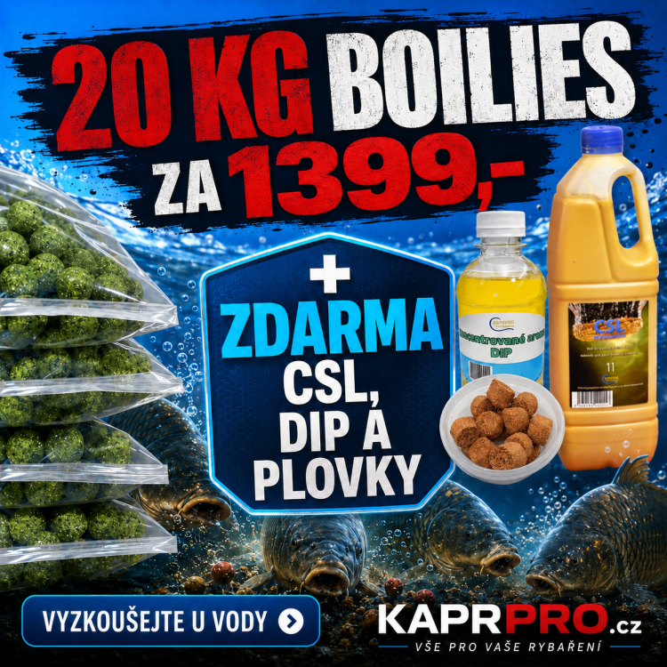 Boilies 20kg, mirabelka & kukuřice, 24mm + CSL 1l + DIP 250ml + pop up pelety 20mm, 60g
