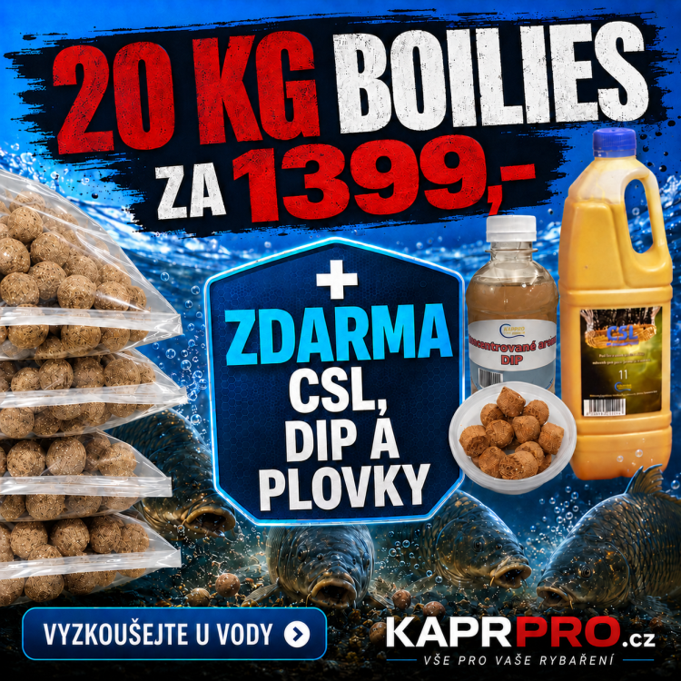 Boilies 20kg, monster krab, 24mm + CSL 1l + DIP 250ml + pop up pelety 20mm, 60g