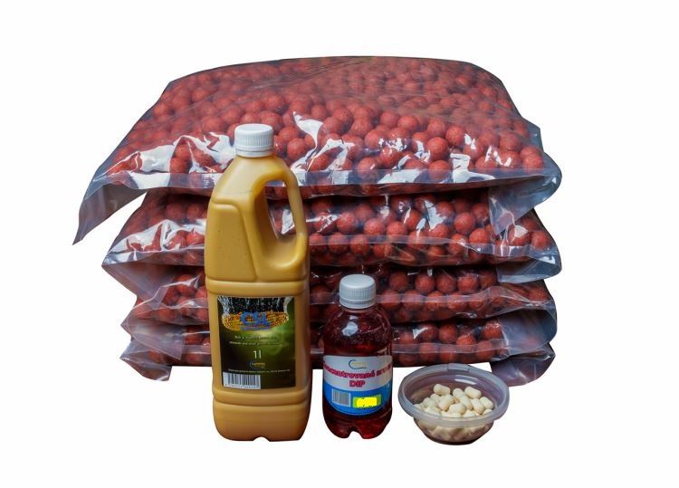 Boilies 20kg, jahoda, smetana a rum 24mm + CSL 1l + DIP 250ml + pop up pelety 20mm, 60g