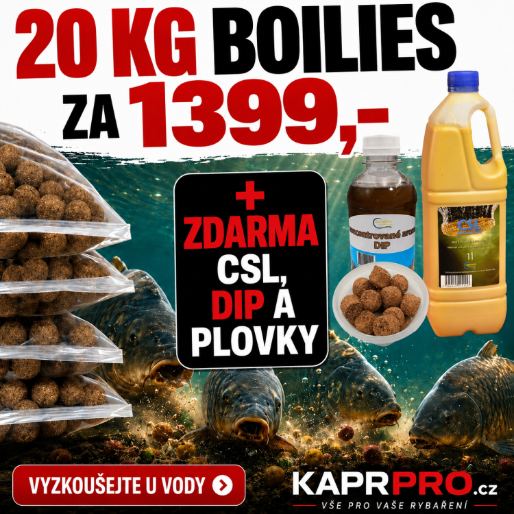 Boilies 20kg, játra/chobotnice,  20mm + CSL 1l + DIP 250ml +pop up pelety 20mm, 60g