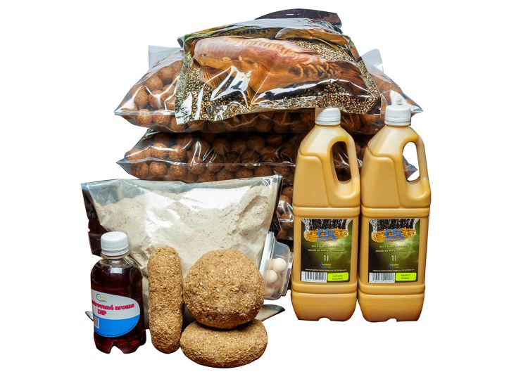 Boilies 20kg, Halibut/Česnek , 24mm + 2x CSL 1l + DIP 250ml + pop up pelety 20mm, 60g+ 2x2kg směs